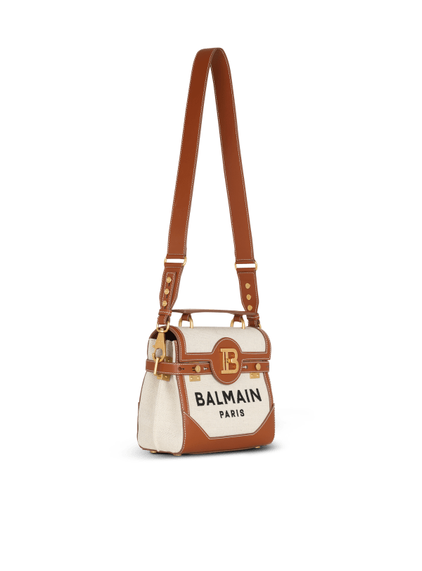 Balmain Paris Sac B-Buzz 23 En Toile Avec Empiècements En Cuir Beige - Femme