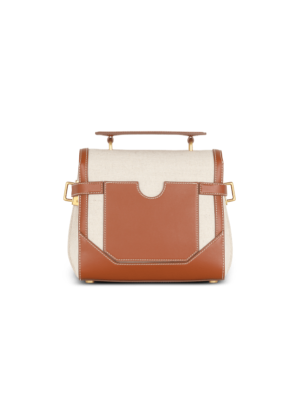 Balmain Paris Sac B-Buzz 23 En Toile Avec Empiècements En Cuir Beige - Femme