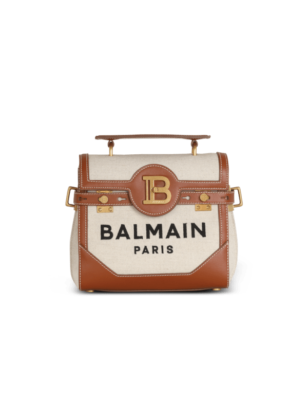 balmain paris Sac B-Buzz 23 en toile avec empiècements en cuir beige - Femme