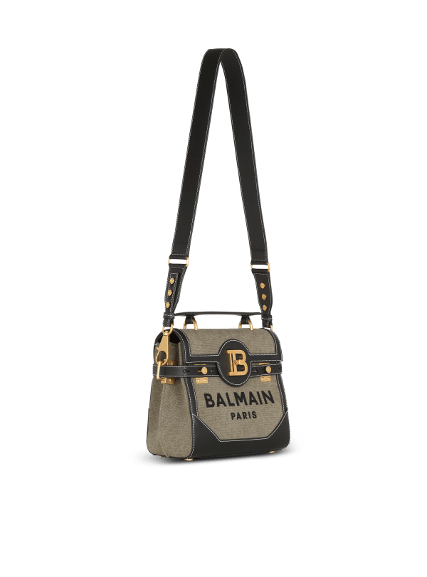Balmain Paris Sac B-Buzz 23 En Toile Avec Empiècements En Cuir Kaki - Femme