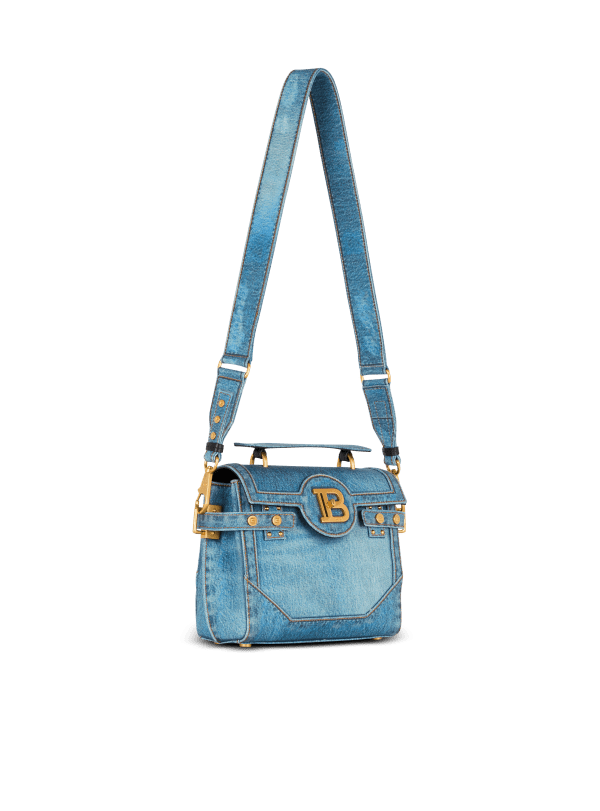 Balmain Paris Sac B-Buzz 23 En Toile Imprimée Denim Bleu - Femme