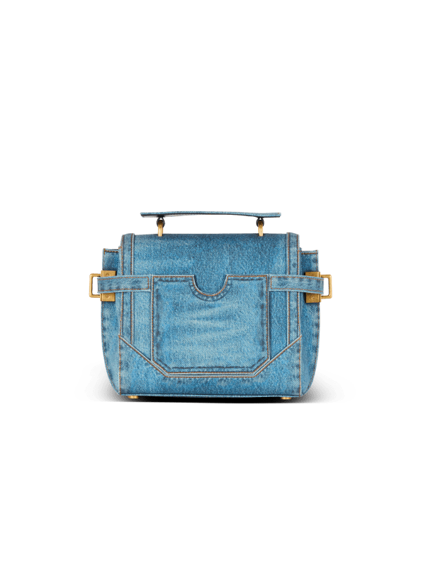 Balmain Paris Sac B-Buzz 23 En Toile Imprimée Denim Bleu - Femme