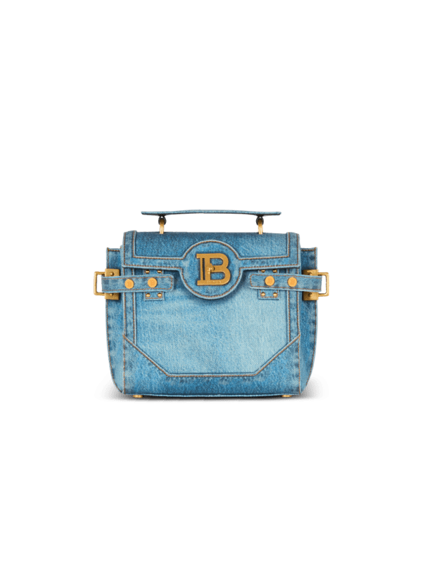 balmain paris Sac B-Buzz 23 en toile imprimée denim bleu - Femme
