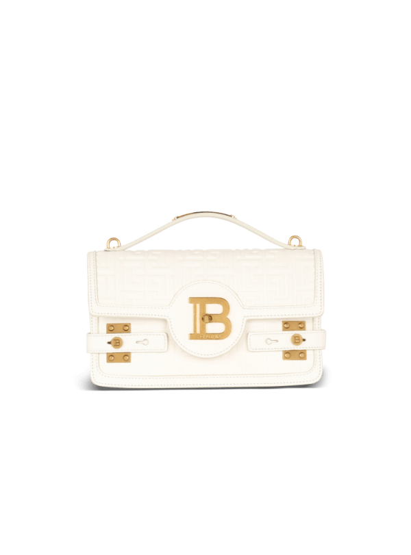 balmain paris Sac B-Buzz 24 en cuir grainé monogramme beige - Femme