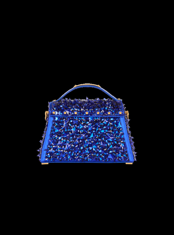 Balmain Paris Sac B-Buzz Dynasty En Cuir Et Satin Brodé Bleu - Femme