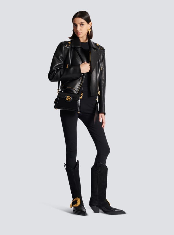 Balmain Paris Sac B-Buzz Dynasty En Cuir Glacé Noir - Femme