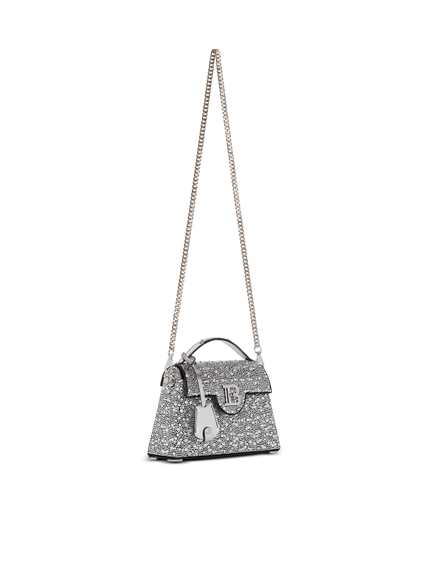 Balmain Paris Sac B-Buzz Dynasty En Cuir Suédé Et Strass Argent - Femme