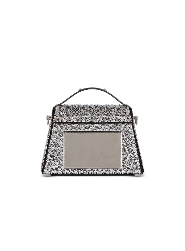 Balmain Paris Sac B-Buzz Dynasty En Cuir Suédé Et Strass Argent - Femme