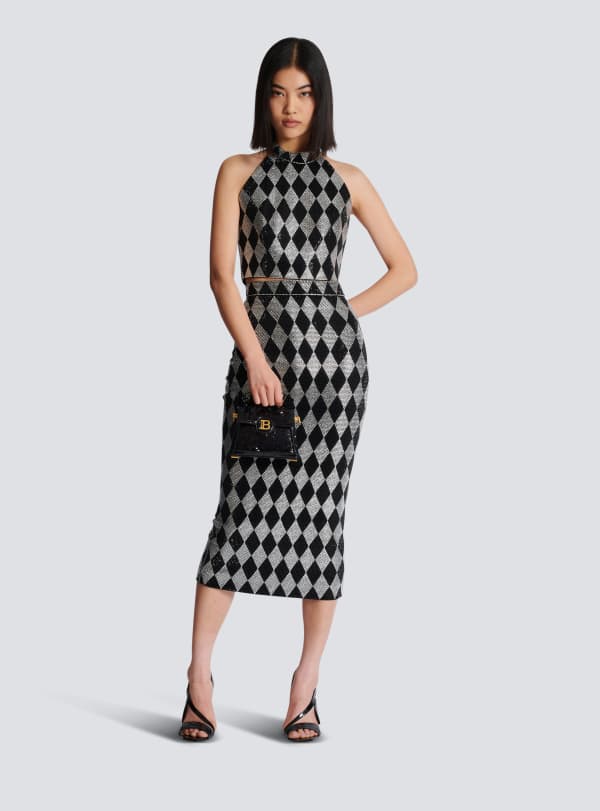 Balmain Paris Sac B-Buzz Dynasty Small En Cuir Verni Et Sequins Noir - Femme