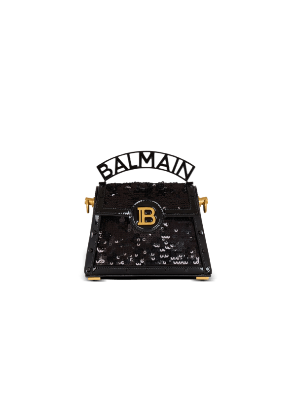 balmain paris Sac B-Buzz Dynasty Small en cuir verni et sequins noir - Femme