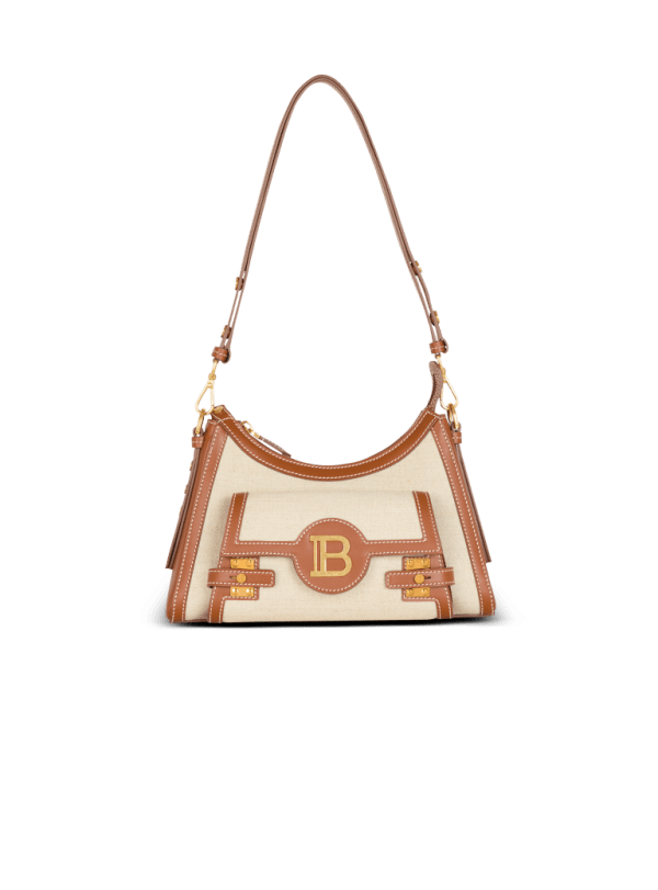 balmain paris Sac B-Buzz Hobo en cuir et toile beige - Femme