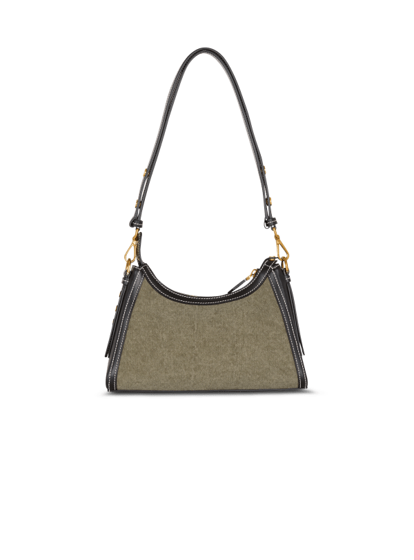 Balmain Paris Sac B-Buzz Hobo En Cuir Et Toile Kaki - Femme