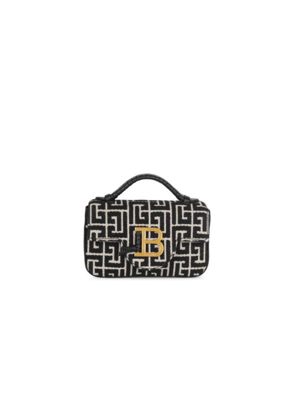 balmain paris Sac B-Buzz mini en jacquard monogramme noir - Femme
