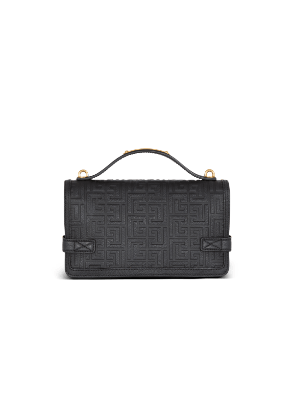 Balmain Paris Sac B-Buzz Shoulder 24 En Cuir Grainé Monogramme Noir - Femme