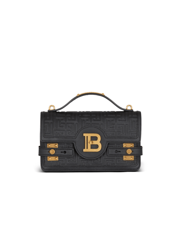 balmain paris Sac B-Buzz Shoulder 24 en cuir grainé monogramme noir - Femme