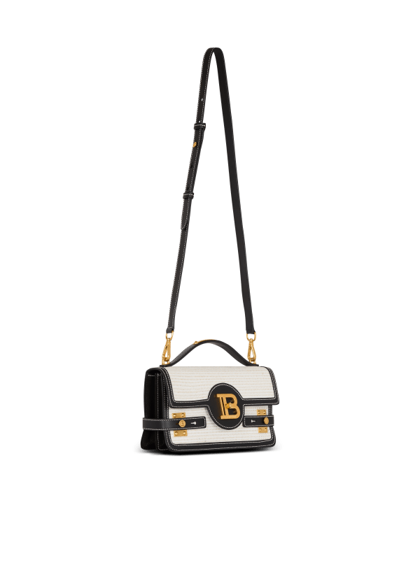 Balmain Paris Sac B-Buzz Shoulder 24 En Raphia Gris - Femme