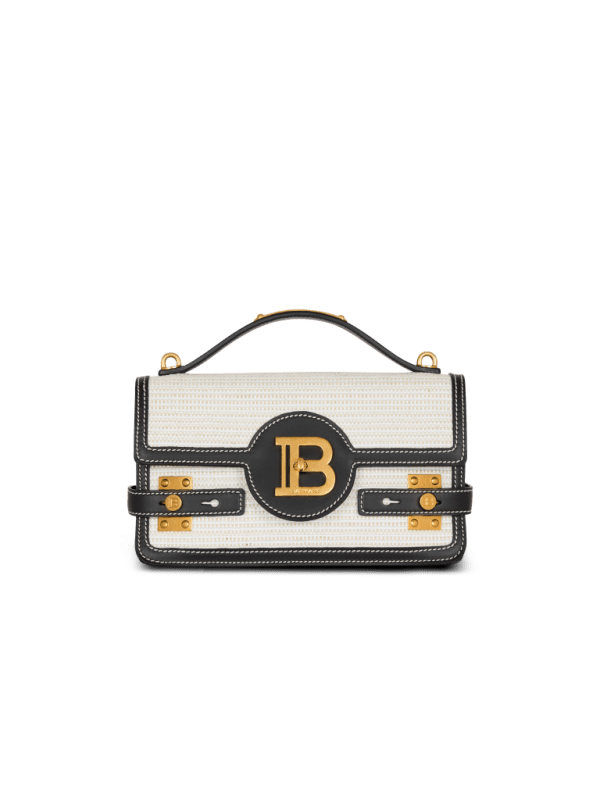 balmain paris Sac B-Buzz Shoulder 24 en raphia gris - Femme