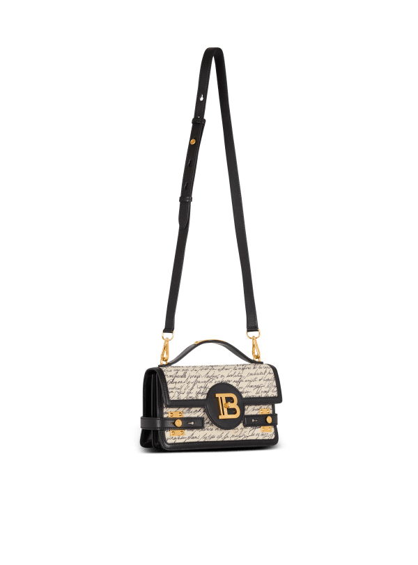Balmain Paris Sac B-Buzz Shoulder 24 En Toile Imprimée Beige - Femme