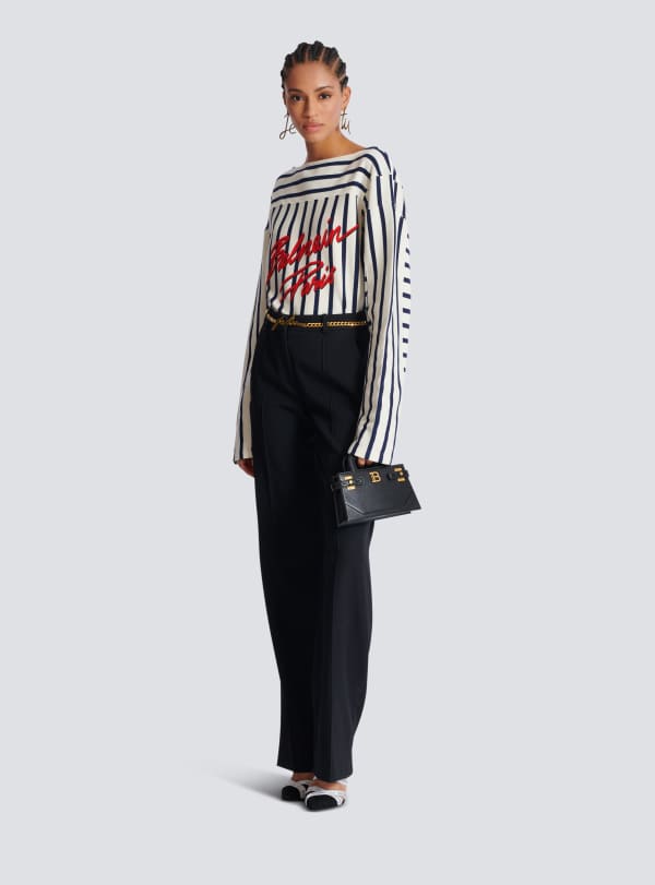 Balmain Paris Sac B-Buzz Small Top Handle En Cuir De Veau Noir - Femme