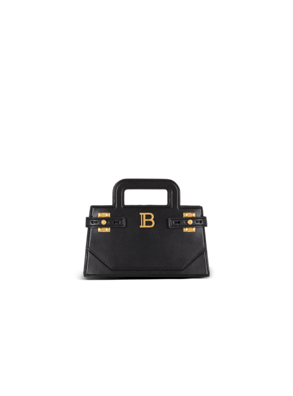 balmain paris Sac B-Buzz Small Top Handle en cuir de veau noir - Femme