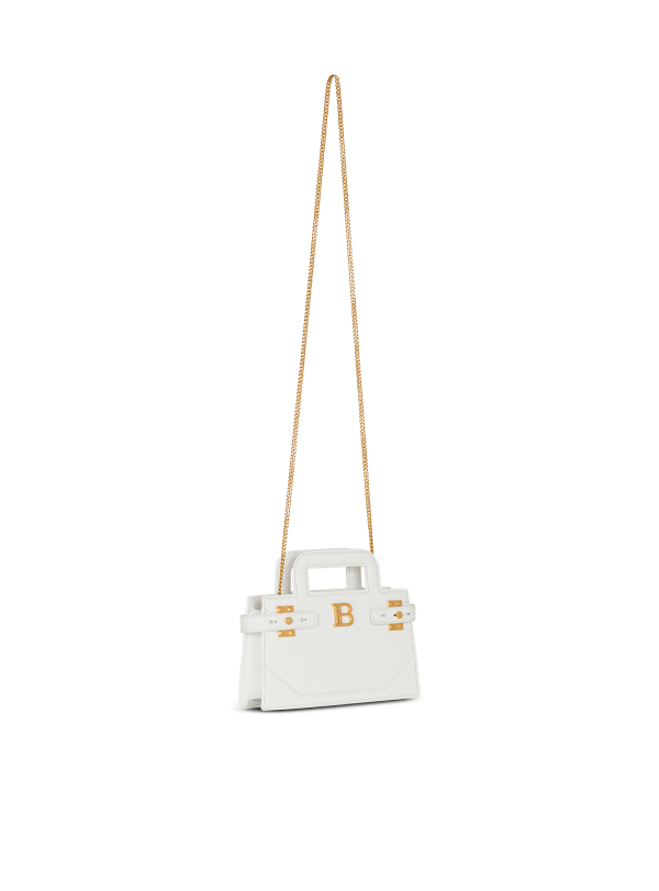 Balmain Paris Sac B-Buzz Small Top Handle En Cuir Grainé Blanc - Femme