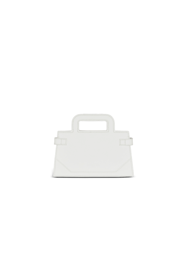 Balmain Paris Sac B-Buzz Small Top Handle En Cuir Grainé Blanc - Femme