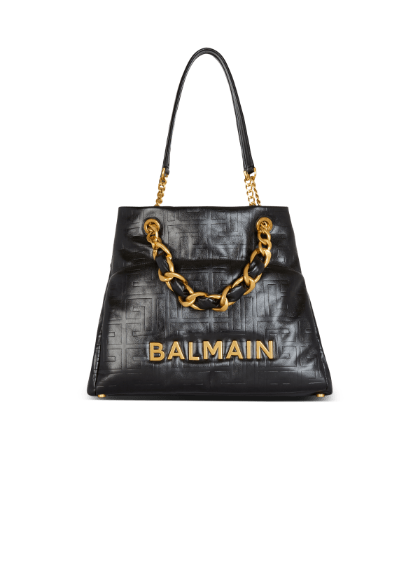 Balmain Paris Sac Cabas 1945 Soft En Cuir De Veau Craquelé Noir - Femme