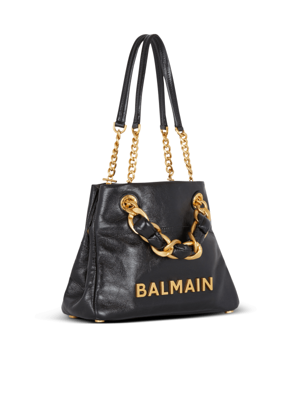 Balmain Paris Sac Cabas 1945 Soft En Cuir Froissé Noir - Femme