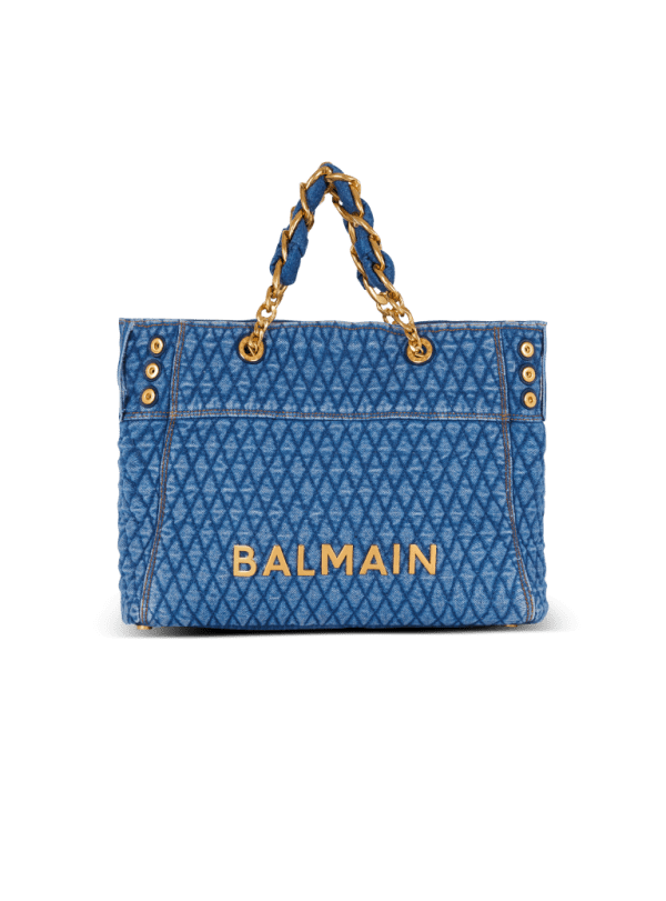 balmain paris Sac Cabas 1945 Soft en denim matelassé à motif Diamond bleu - Femme