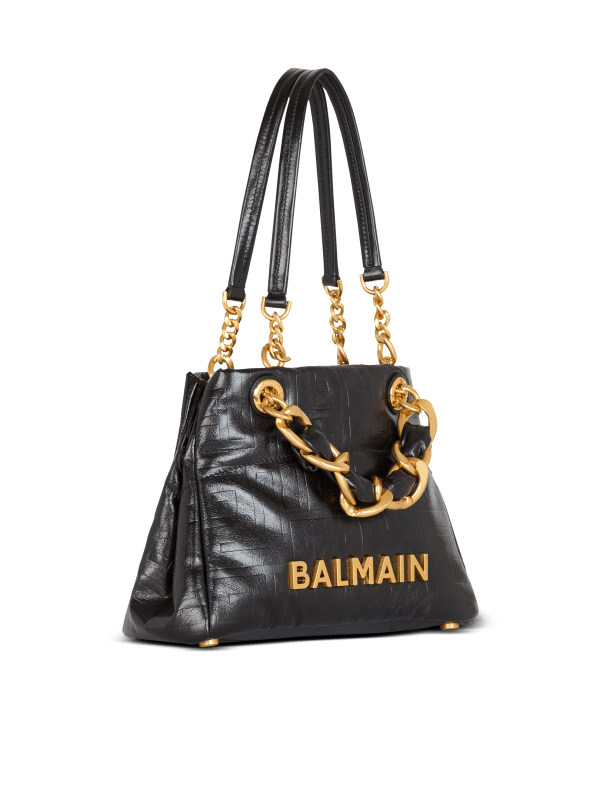 Balmain Paris Sac Cabas 1945 Soft Small En Cuir De Veau Craquelé Noir - Femme