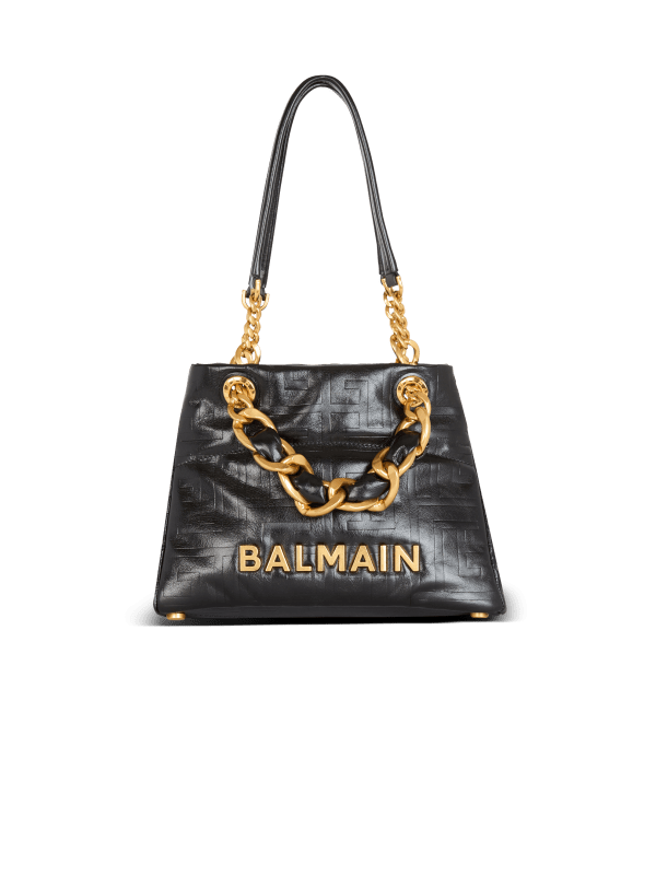 Balmain Paris Sac Cabas 1945 Soft Small En Cuir De Veau Craquelé Noir - Femme