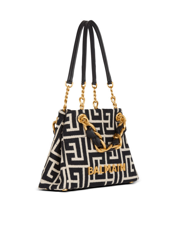 Balmain Paris Sac Cabas 1945 Soft Small En Jacquard à Monogramme Noir - Femme
