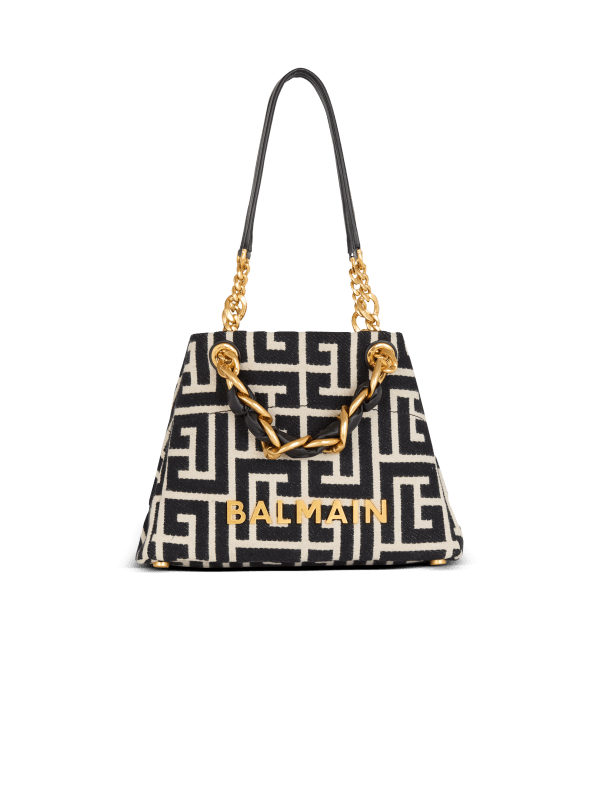 Balmain Paris Sac Cabas 1945 Soft Small En Jacquard à Monogramme Noir - Femme