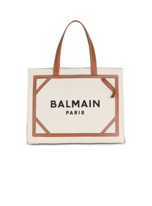 balmain paris Sac Cabas B-Army 42 en toile et détails cuir beige - Femme