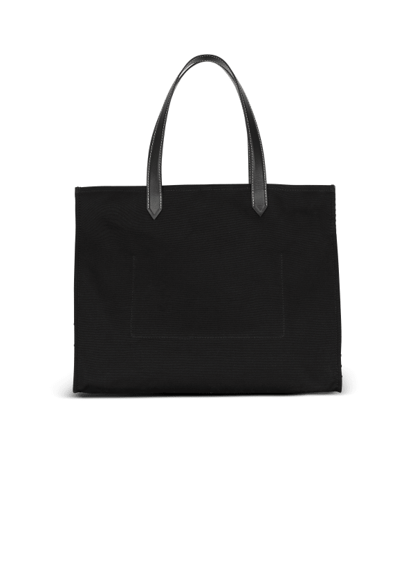 Balmain Paris Sac Cabas B-Army 42 En Toile Monogramme Et Cuir Noir - Femme