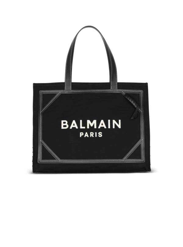 balmain paris Sac Cabas B-Army 42 en toile monogramme et cuir noir - Femme