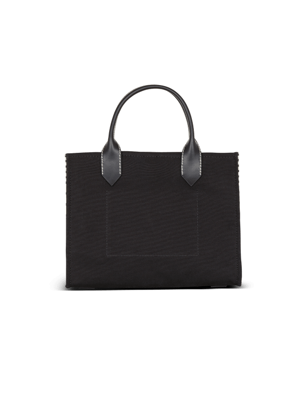 Balmain Paris Sac Cabas B-Army En Toile Monogramme Et Cuir Lisse Noir - Femme