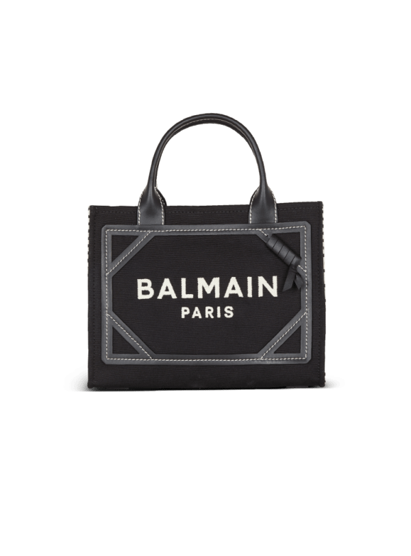 balmain paris Sac Cabas B-Army en toile monogramme et cuir lisse noir - Femme