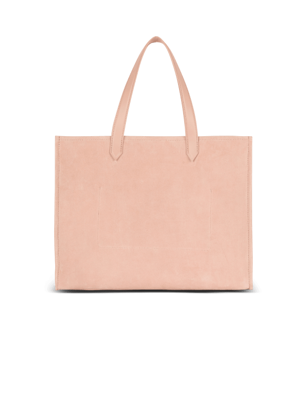 Balmain Paris Sac Cabas B-Army Medium En Cuir Suédé Beige - Femme