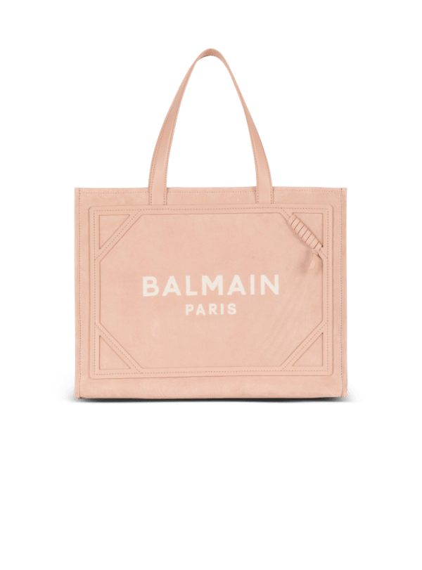 balmain paris Sac Cabas B-Army Medium en cuir suédé beige - Femme