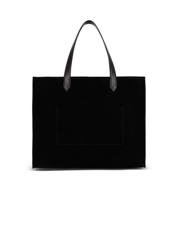 Balmain Paris Sac Cabas B-Army Medium En Cuir Suédé Noir - Femme