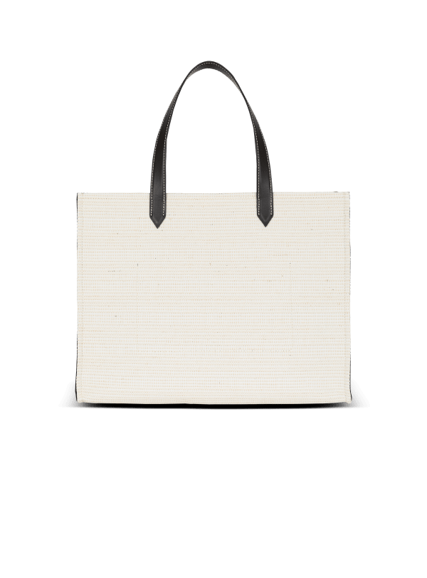 Balmain Paris Sac Cabas B-Army Medium En Raphia Gris - Femme