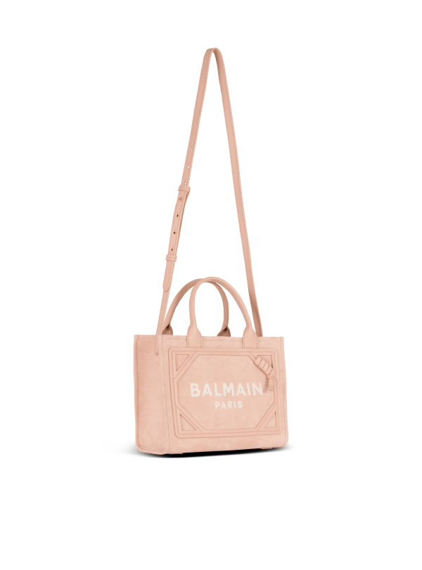 Balmain Paris Sac Cabas B-Army Small En Cuir Suédé Beige - Femme