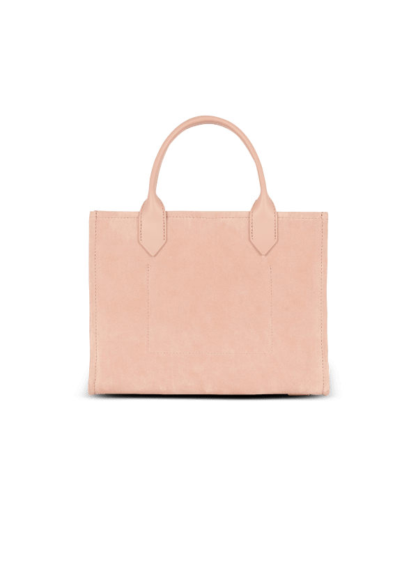 Balmain Paris Sac Cabas B-Army Small En Cuir Suédé Beige - Femme