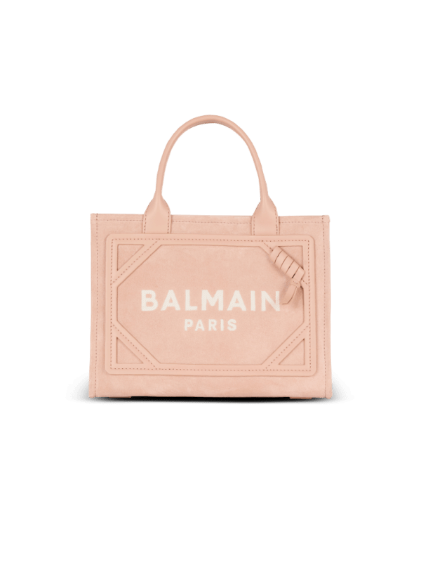 balmain paris Sac Cabas B-Army Small en cuir suédé beige - Femme