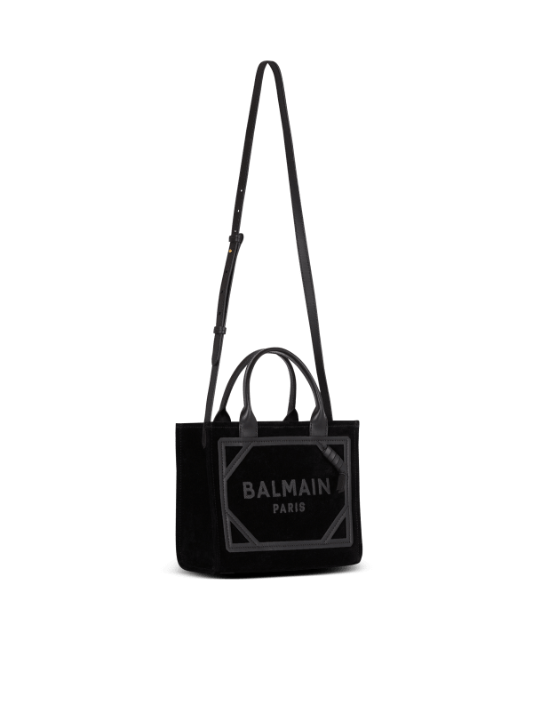 Balmain Paris Sac Cabas B-Army Small En Cuir Suédé Noir - Femme