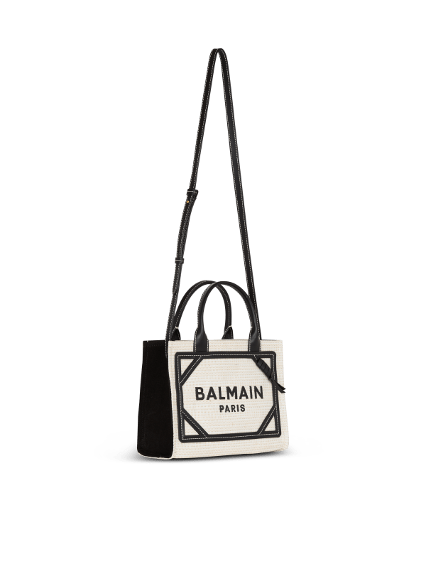 Balmain Paris Sac Cabas B-Army Small En Raphia Gris - Femme