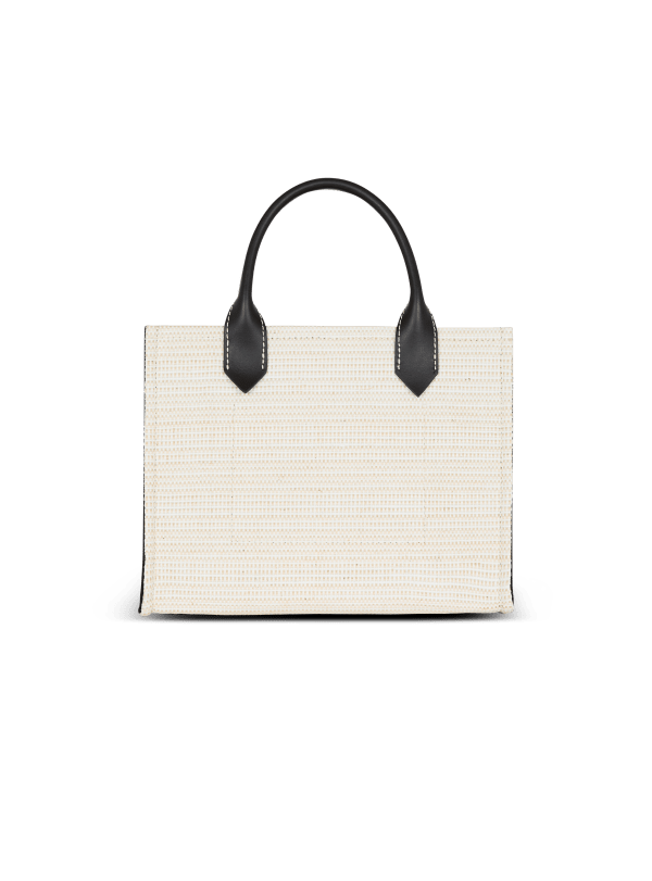 Balmain Paris Sac Cabas B-Army Small En Raphia Gris - Femme