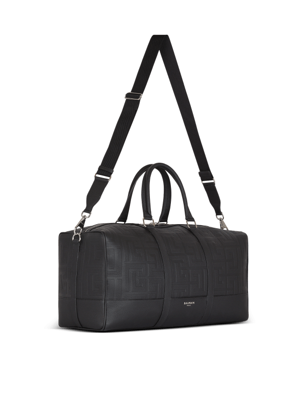 Balmain Paris Sac De Voyage En Cuir Grainé Noir - Homme