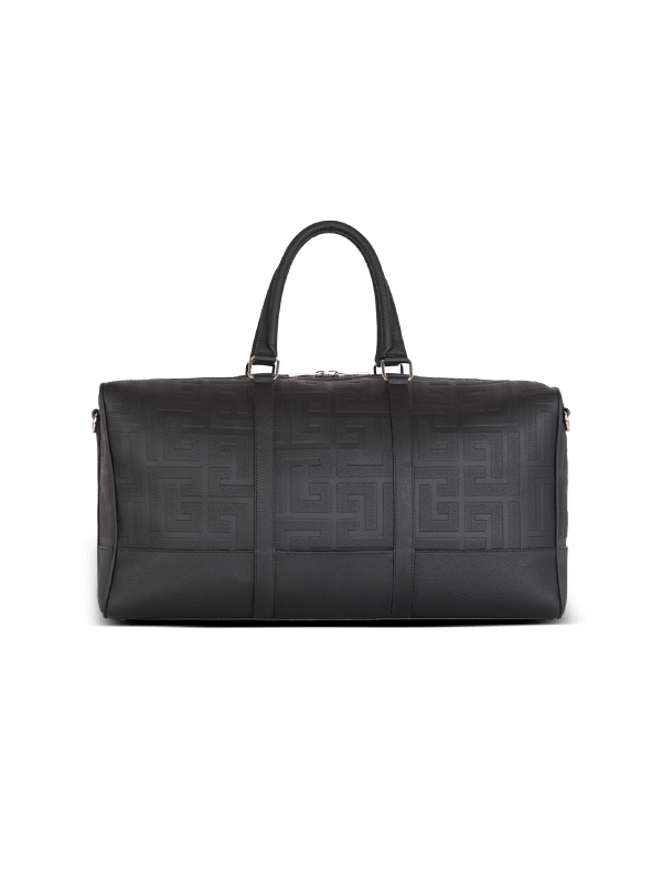 Balmain Paris Sac De Voyage En Cuir Grainé Noir - Homme
